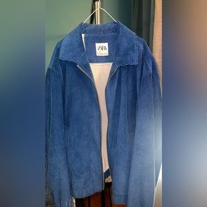 Blue velvet jacket from Zara